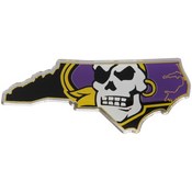 East Carolina University Embossed State Emblem 3.25 x 3.25 - "Pirate Skeleton" / Shape of North Carolina, 60893
