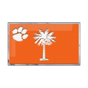 Clemson University Embossed State Flag Emblem 2" x 3.5" - Primary Team Logo on State Flag Design, 60924