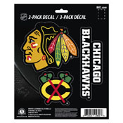 NHL - Chicago Blackhawks Decal 3-pk 5 x 6.25 - 3 Various Logos / Wordmark, 60982