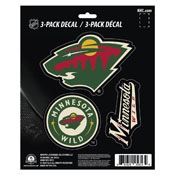 NHL - Minnesota Wild Decal 3-pk 5 x 6.25 - 3 Various Logos / Wordmark, 60990