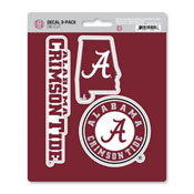 University of Alabama Decal 3-pk 5 x 6.25 - 3 Various Logos / Wordmark, 61008