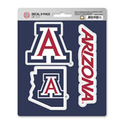 University of Arizona Decal 3-pk 5 x 6.25 - 3 Various Logos / Wordmark, 61009