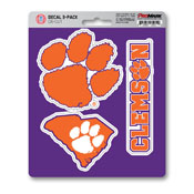 Clemson University Decal 3-pk 5 x 6.25 - 3 Various Logos / Wordmark, 61018