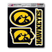 University of Iowa Decal 3-pk 5 x 6.25 - 3 Various Logos / Wordmark, 61027