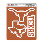 University of Texas Decal 3-pk 5 x 6.25 - 3 Various Logos / Wordmark, 61058
