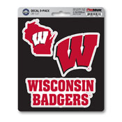 University of Wisconsin Decal 3-pk 5 x 6.25 - 3 Various Logos / Wordmark, 61071