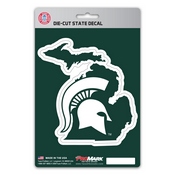 Michigan State University State Shape Decal 5 x 6.25 - "Spartan Helmet" Logo / Shape of Michigan, 61339