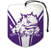 Texas Christian University Air Freshener 2-pk 2.75 x 3.5 - "Horned Frog" Logo & Wordmark, 61636