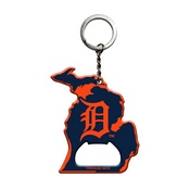 MLB - Detroit Tigers Keychain Bottle Opener 3 x 3 - "Stylized D" Primary Logo / Shape of Michigan, 62481