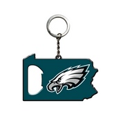 NFL - Philadelphia Eagles Keychain Bottle Opener 3 x 3 - Eagles Primary Logo / Shape of Pennsylvania, 62502