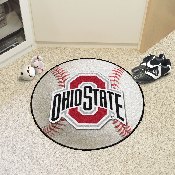 Ohio State Buckeyes Baseball Rug - 27in. Diameter - O with Wordmark Primary Logo, 1519