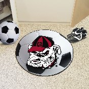 Georgia Bulldogs Soccer Ball Rug - 27in. Diameter - Old Bulldog Head Logo, 4954