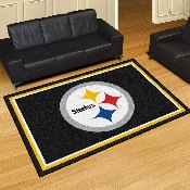 Pittsburgh Steelers 5ft. x 8 ft. Plush Area Rug - Circular Steelers Primary Logo, 6319