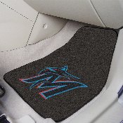 Miami Marlins Front Carpet Car Mat Set - 2 Pieces - M Marlin Cap Logo - Black, 6437