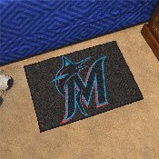Miami Marlins Starter Mat Accent Rug - 19in. x 30in. - M Marlin Cap Logo - Black, 6439