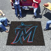Miami Marlins Tailgater Rug - 5ft. x 6ft. - M Marlin Cap Logo - Black, 6440