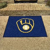 Milwaukee Brewers All-Star Rug - 34 in. x 42.5 in. - MB Glove Cap Logo - Navy, 6487