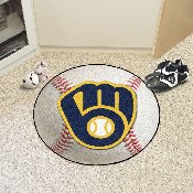 Milwaukee Brewers Baseball Rug - 27in. Diameter - MB Glove Cap Logo, 6488