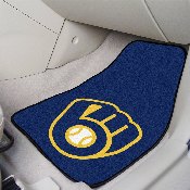 Milwaukee Brewers Front Carpet Car Mat Set - 2 Pieces - MB Glove Cap Logo - Navy, 6489