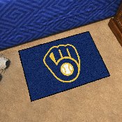 Milwaukee Brewers Starter Mat Accent Rug - 19in. x 30in. - MB Glove Cap Logo - Navy, 6491