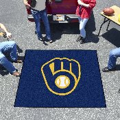 Milwaukee Brewers Tailgater Rug - 5ft. x 6ft. - MB Glove Cap Logo - Navy, 6492