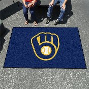 Milwaukee Brewers Ulti-Mat Rug - 5ft. x 8ft. - MB Glove Cap Logo - Navy, 6493