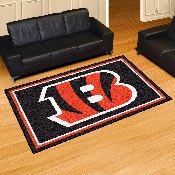 Cincinnati Bengals 5ft. x 8 ft. Plush Area Rug - Striped B Primary Logo, 6569