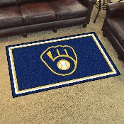 Milwaukee Brewers 4ft. x 6ft. Plush Area Rug - MB Glove Cap Logo, 7067