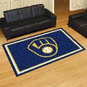 Milwaukee Brewers 5ft. x 8 ft. Plush Area Rug - MB Glove Cap Logo, 7068
