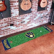 Milwaukee Brewers Putting Green Mat - 1.5ft. x 6ft. - MB Glove Cap Logo & Wordmark, 9037