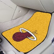 Miami Heat Front Carpet Car Mat Set - 2 Pieces - Flaming Basketball Primary Logo - Yellow, 9317