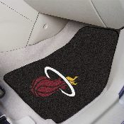 Miami Heat Front Carpet Car Mat Set - 2 Pieces - Flaming Basketball Primary Logo - Black, 9560