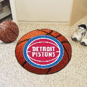 Detroit Pistons Basketball Rug - 27in. Diameter - Basketball with Wordmark Primary Logo, 10214