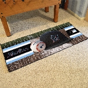 Miami Marlins Baseball Runner Rug - 30in. x 72in. - M Marlin Cap Logo - Black, 11077