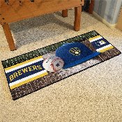 Milwaukee Brewers Baseball Runner Rug - 30in. x 72in. - MB Glove Cap Logo - Green, 11082