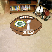 Green Bay Packers Football Rug - 20.5in. x 32.5in., 2011 Super Bowl XLV Champions, 11862