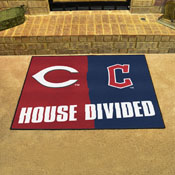 MLB House Divided - Reds / Guardians House Divided House Divided Rug - 34 in. x 42.5 in., 12251