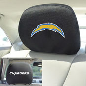 Los Angeles Chargers Embroidered Head Rest Cover Set - 2 Pieces, 12513