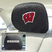 Wisconsin Badgers Embroidered Head Rest Cover Set - 2 Pieces, 12604