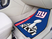 New York Giants Front Carpet Car Mat Set - 2 Pieces, 2012 Super Bowl XLVI Champions, 13390