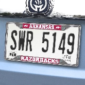 Arkansas Razorbacks Chrome Metal License Plate Frame, 6.25in x 12.25in, 14808