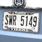 Missouri Tigers Chrome Metal License Plate Frame, 6.25in x 12.25in, 14916