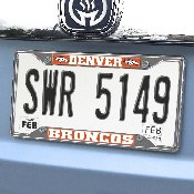 Denver Broncos Chrome Metal License Plate Frame, 6.25in x 12.25in, 15528