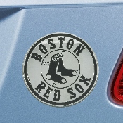 Boston Red Sox 3D Chrome Metal Emblem - Circular Red Socks with Wordmark Secondary Logo, 15634
