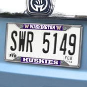 Washington Huskies Chrome Metal License Plate Frame, 6.25in x 12.25in, 16836