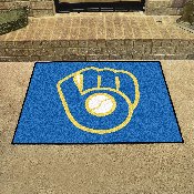 Milwaukee Brewers All-Star Rug - 34 in. x 42.5 in. - MB Glove Cap Logo - Blue, 16839
