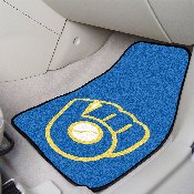 Milwaukee Brewers Front Carpet Car Mat Set - 2 Pieces - MB Glove Cap Logo - Blue, 16845