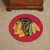 Chicago Blackhawks Hockey Puck Rug - 27in. Diameter - Blackhawk Head Primary Logo - Red, 17216