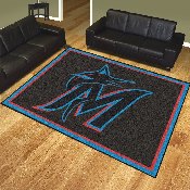 Miami Marlins 8ft. x 10 ft. Plush Area Rug - M Marlin Cap Logo - Black, 17425