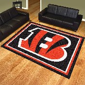 Cincinnati Bengals 8ft. x 10 ft. Plush Area Rug - Striped B Primary Logo, 17478
